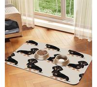Dachshund Dog Pet Patterned Pet Feeding Mat with Water-Absorbing PU Top & Rubber Base - Anti-Slip Dog Cat Food Mat for Cats, Dogs & Pets, 40x60cm
