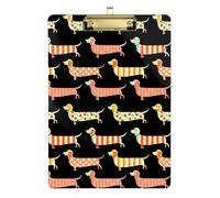 Dachshund Dog Print Cute Clipboard Acrylic Writing Clipboard A4 Standard Size Clipboards Hardboard, 12.5 x 9 Inches Gold Clip