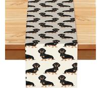 Dachshund Dog Print Decor Linen Table Runner for Everyday Dining Wedding Party Holiday Home Decor