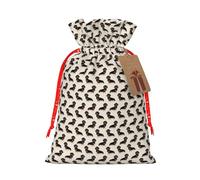 Dachshund Dog Print Festive Christmas Bag Drawstring Bags Holiday Xmas Seasonal Decor Gift Presents