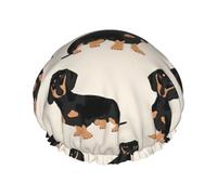 Dachshund Dog Print Shower Cap For Women Lightweight Reusable Softdouble Waterproof Layers Leakproof.
