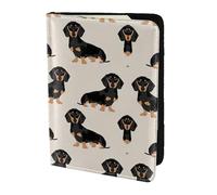 Dachshund Dog Printing Cowhide Passport Holder,Passport Cover,Travel Card Cover Case For Men Women,Documents Protector, Black, One Size