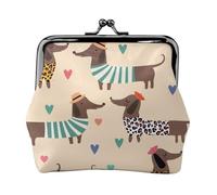 Dachshund Dog, PU Leather Coin Purse, Small Wallets, Change Pouch with Kiss Lock Clasp Buckle, Change Purse