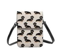 Dachshund Dog Pu Leather Small Crossbody Bag, Stylish Multicolor Handbag With Adjustable Strap, Fits Most Cell Phone Purse Smartphone Wallet Bags.