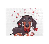Dachshund Dog Puppy Animal Love Arrow,500 Pieces Puzzles for Adults-Wooden Jigsaw Puzzle for Adults Elderly