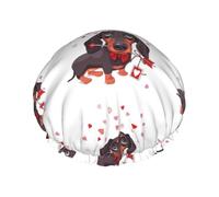 Dachshund Dog Puppy Animal Love Arrow,Shower Cap Nightcap Double Layer Waterproof Elastic Bath Cap Reusable Hair Cap