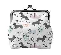 Dachshund Dog Puppy(U) Coin Purse, Kiss-lock Change Purse Wallets, Small PU Leather Coin Purse for Women