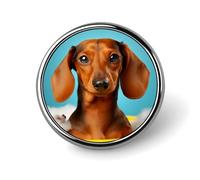 Dachshund Dog Round Badge Exquisite and Fashionable Appearance Metal Emblem Round Button Pins for Clothing Bags Hat Decoration Jewelry Gift