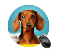 Dachshund Dog Round Mouse Pad Non-Slip Rubber Base Waterproof Circle Gaming Mouse Pad Aesthetic Desk Mat Small Portable Laptop Mousepad
