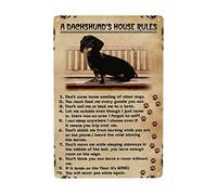 Dachshund Dog Rules Metal Sign Decor Wall Pretty Pictures Funny Wall Art Holiday Wall Decor Poster Metal Sign 8X12 Inches