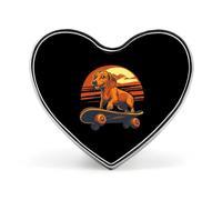 Dachshund Dog Skateboard Sunset Heart Metal Badge Printed Brooches Cute Button Decorations Pins for Backpack Clothing