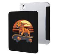 Dachshund Dog Skateboard Sunset Printed Tablet Case Compatible with iPad Series Hard Translucent Back Protective Cover
