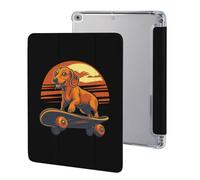 Dachshund Dog Skateboard Sunset Printed Tablet Case Compatible with iPad Series Hard Translucent Back Protective Cover