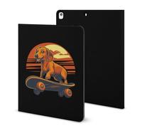 Dachshund Dog Skateboard Sunset Printed Tablet Cases Compatible with iPad Series Pencil Holder Slim Trifold Stand Protective Cover