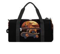 Dachshund Dog Skateboard Sunset Travel Duffle Bag with Shoes Compartment
