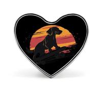 Dachshund Dog Skateboard Vintage Heart Metal Brooches 1 Inch Decorative Badges Exquisite Decorations Pins for Clothing