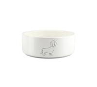 Dachshund Dog Small Pet Food Bowl Fine Line Drawing - Ceramic White Food Water Dish For Dogs