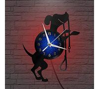 Dachshund Dog theme Vinyl Record vintage Wall Clock for Kitchen(B,with LED)