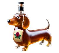 Dachshund Dog Whiskey Bottle,3D Sculpted Dachshund Shape Whiskey Glass Tumbler,Unique Red Wine Decanter For Whiskey Lovers Dog Lovers Bar Home Office Decor (B)
