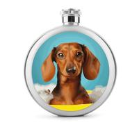Dachshund Dog Whiskey Flasks, Small Portable Travel Liquor Flask, Stainless Steel Leak Proof Flask for Wedding Party, Groomsman, Bridesmaid Gift- 5oz