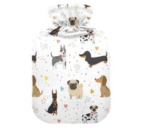 Dachshund Dog White Hot Water Bottle with Cover for Pain Relief Water Heating Pad for Arthritis, 1L