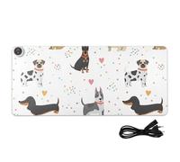 Dachshund Dog White Print Heated Desk Mat Large Heated Desk Pad Mat with 3 Heating Levels PU Leather Desktop Protector and Blotter for Work Home, 35.4x15.7in