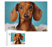 Dachshund Dog Wooden Puzzles for Adults 300 PCS Unique Shape Puzzles Wall Art Home Decor for Puzzle Lovers, Family, Friend Creative Gift Toys