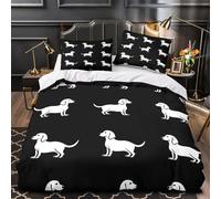 Dachshund dogs 3D Printing Duvet Cover 3pc Premium Microfibre Easy Care Soft Minimalist vector illustration Quilt Cover 2 Pillowcases Concealed Zipper Bedding Set Couples & Families King（220x240cm）