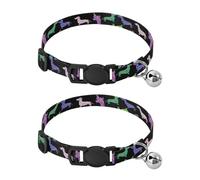 Dachshund Dogs Black Metal Bell Included Pet Collars 2 Pack Comfortable Cat Collar