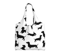 Dachshund Dogs Black,Reusable Tote Bags Grocery Bags Large Capacity Canvas Shopping Shoulder bag