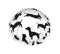 Dachshund Dogs Black,Shower Cap Nightcap Double Layer Waterproof Elastic Bath Cap Reusable Hair Cap