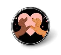 Dachshund Dogs Dancing in Love Round Badge Pin Brooch Button Stylish Aluminum Decorative for Clothes Backpacks Hats