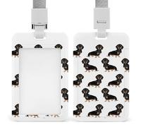 Dachshund Dogs Id Badge Holder with Lanyard, Clear Vertical Card Protector Waterproof, Breakaway Safety Neck Strap, Heavy Duty Name Tag Holder for Nurse Teacher Officer Staff Women Men