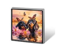 Dachshund Dogs Monarch Butterfly Printed Brooch Pins Badge Button Tie Lapel Backpack Pin Decoration for Women Men