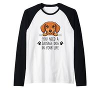 Dachshund Doxie Cute Dogs Puppies Pets Animals Raglan Baseball Tee