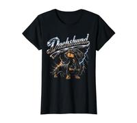 Dachshund Doxie Dog Lover Design Mom Dad Weenie Value Graphic T-Shirt, Women, Black, M