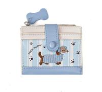 Dachshund Embroidery Coin Purse,Cartoon Change Pouch,Portable Storage Wallet,PU Leather Card Bag,Small Item Bag(Blue)
