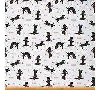 Dachshund Fabric by The Yard,Cute Sports Dog Upholstery Fabric for Chairs,Cartoon Puppy Dog Lover Fabric for DIY Projects,Outdoor Fabric,1 Yard,(L92*W150cm) Black White