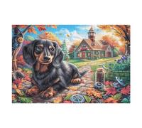 Dachshund Fall Forest 1000 Piece Jigsaw Puzzle for Adults Jigsaw After School Activity for Teens Stress Buster Whimsical Gift Idea Stylish Home Decor 1000 PCS