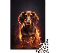Dachshund Fire Jigsaw Puzzle Adult 1000 Pieces Classic Puzzle Paper Jigsaw Puzzle Wall Art Unique Toys 1000pcs (38x26cm)