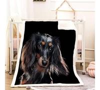 Dachshund Flannel Blanket Animals Throws for Sofas, Soft Cosy Plush Throw, Lightweight Fluffy Blanket for Bed, 3D Print Design Throw Adults Kids Bedroom Decor 80x90inch