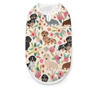 Dachshund Floral Dog Shirt Quick Dry Breathable Pet T-Shirt Soft Stretchy Sleeveless Vest Dog Apparel XL