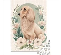 Dachshund Floral Portrait Paper 1000 Pieces Jigsaw Puzzle for Adults Creative Rectangular Puzzle Brain Exercise Challenge Game 1000pcs (38x26cm)