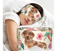 Dachshund Floral Print Adults Sleeping Eye Mask Soft Breathable Versatile Blindfold Daily Travel