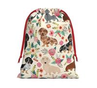 Dachshund Floral Print Convenient Drawstring Gift Wrapping Bag Lightweight Comfort Suitable All Occasions