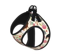 Dachshund Floral Print Dog Harness and Leash Set,Breathable Adjustable Escape Proof Vest for Cats Dogs