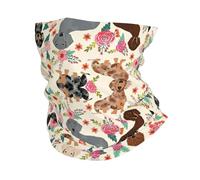 Dachshund Floral Print Windproof Neck Gaiter, Warmer Scarf Breathable Half-Face Mask Ski Mask Unisex For Outdoor