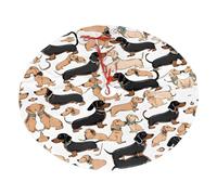 Dachshund Floral Printed 30" Fluffy Christmas Tree Skirt with Tie Closures Felted Polyester Xmas Tree Mat for Holiday Party Decor