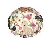 Dachshund Floral Printed Bathing Cap, Dual Layer Hair Protector, Elastic Hair Cover For Washing Face, 10.6in/27cm