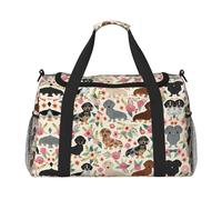 Dachshund Floral Travel Duffel Bag Weekend Bag Weekender Overnight Carry On Hand Bag Workout Sport Hospital